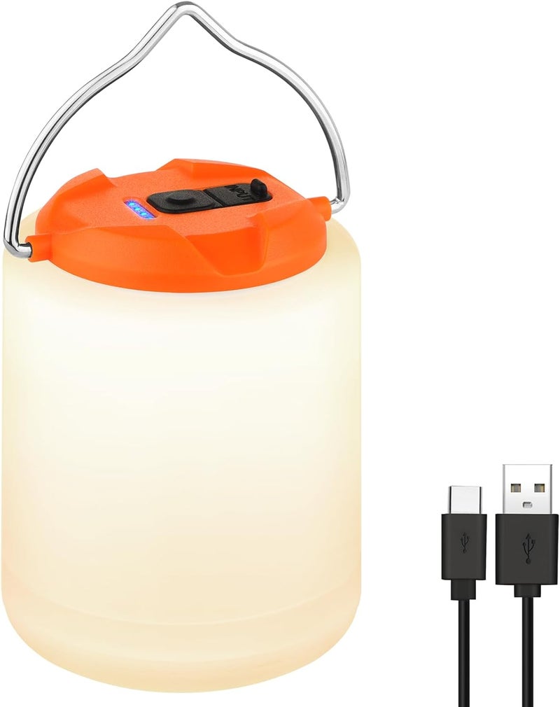 BOBKID LED Camping Lantern, Rechargeable Camping Light, 4 Modes Outdoor Flashlights Lanterns with 1000LM, Water Resistant Portable Emergency Camp Light for Hurricane Hiking Survival Kits - Orange - Image 1